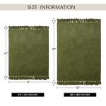 Chenille Throw Blanket with Fringe Tassels, Olive Green