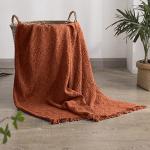 Cozy Cotton Throw Blanket with Tassels - Rust