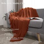 Cozy Cotton Throw Blanket with Tassels - Rust