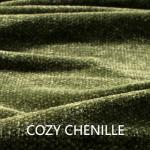 Chenille Throw Blanket with Fringe Tassels, Olive Green