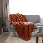 Cozy Cotton Throw Blanket with Tassels - Rust