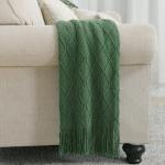 BOURINA Soft Green Knit Throw Blanket 50x60 Inches
