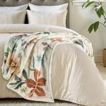 Floral Beige Reversible Throw Blanket 50"x60