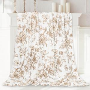 Cozy Floral Throw Blanket in Tan