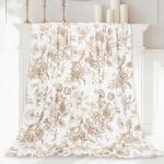 Cozy Floral Throw Blanket in Tan