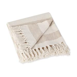 Rustic Farmhouse Striped Fringe Blanket 50 x 60