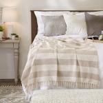 Rustic Farmhouse Striped Fringe Blanket 50 x 60
