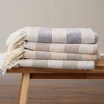 Rustic Farmhouse Striped Fringe Blanket 50 x 60