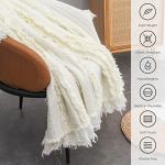 Cozy Cream Ruffle Fringed Throw Blanket 50"x60