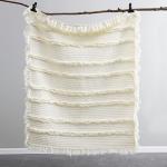Cozy Cream Ruffle Fringed Throw Blanket 50"x60
