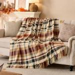 Cozy Fall Plaid Throw Blanket for Home
