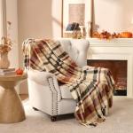 Cozy Fall Plaid Throw Blanket for Home