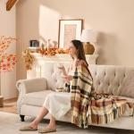 Cozy Fall Plaid Throw Blanket for Home