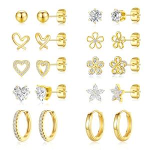 Dainty Gold Stud Earring Set for Women