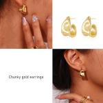 Chic 14k Gold Plated Chunky Stud Earrings