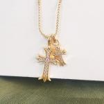 Dainty Gold Plated Double Cross Necklace for Women