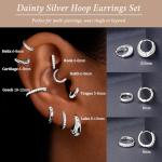 Sterling Silver Huggie Hoop Earrings Set for Women