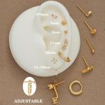Gold Stud Earrings Set: 6 Pairs for Women