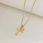 Dainty Gold Plated Double Cross Necklace for Women