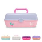Cute Two-Tone Makeup Box with Mirror and Trays