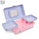 Cute Two-Tone Makeup Box with Mirror and Trays