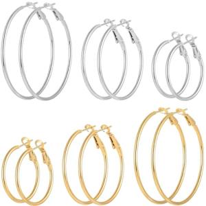 Gold and Silver Plated Hoop Earrings Set