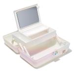 Caboodles Travel Makeup Box with Mirror - White Opal