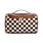 Vintage Checkered Makeup Bag - Stylish & Portable