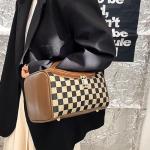 Vintage Checkered Makeup Bag - Stylish & Portable