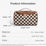Vintage Checkered Makeup Bag - Stylish & Portable