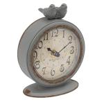 Grey Pewter Mantel Clock with Bird Design