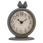 Grey Pewter Mantel Clock with Bird Design