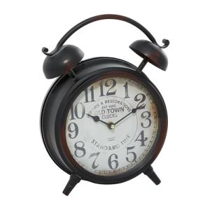 Bell Style Top Metal Clock in Black