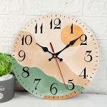 Boho Mid Century Silent Wooden Wall Clock