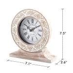 Hand Carved Wood Table Clock in Distressed White