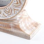Hand Carved Wood Table Clock in Distressed White