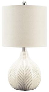 Modern Off-White Herringbone Ceramic Table Lamp
