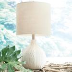 Modern Off-White Herringbone Ceramic Table Lamp