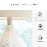 Modern Off-White Herringbone Ceramic Table Lamp