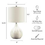 Modern Off-White Herringbone Ceramic Table Lamp
