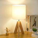 Wooden Tripod Table Lamp with White Shade