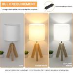 Wooden Tripod Table Lamp with White Shade