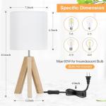 Wooden Tripod Table Lamp with White Shade