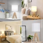 Wooden Tripod Table Lamp with White Shade