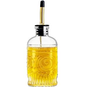 Elegant Glass Olive Oil Dispenser with Metal Spout