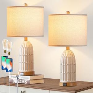 Set of 2 Boho Touch Lamps with USB Ports