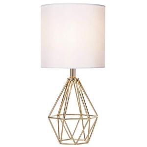 Gold Geometric Table Lamp with White Shade