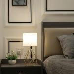 Gold Geometric Table Lamp with White Shade