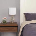 Gold Geometric Table Lamp with White Shade
