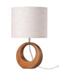 Boho Small Wood Table Lamp with Linen Shade
